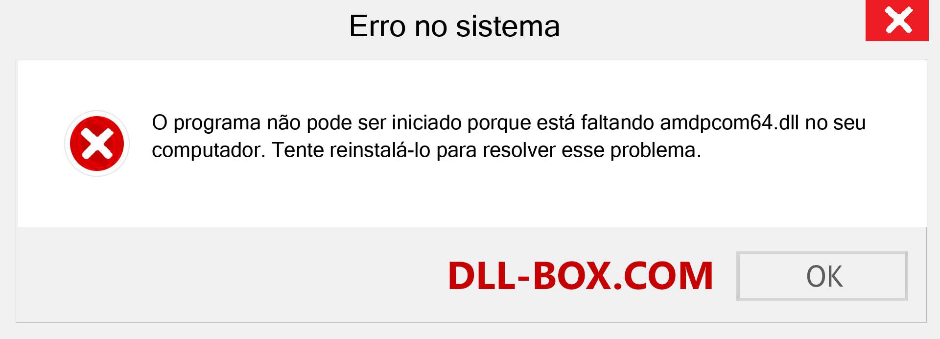 Arquivo amdpcom64.dll ausente ?. Download para Windows 7, 8, 10 - Correção de erro ausente amdpcom64 dll no Windows, fotos, imagens